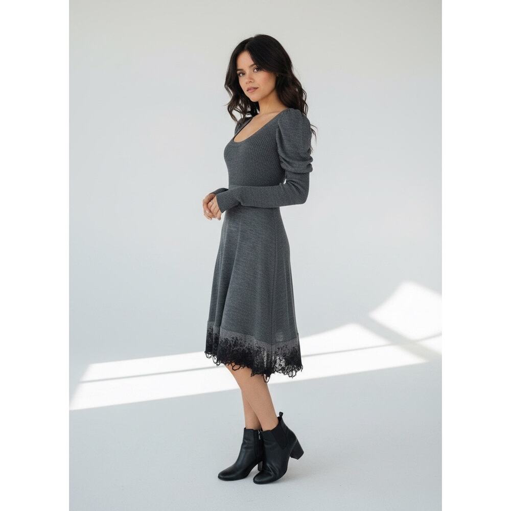 Sisley Wool‑Blend Knit Dress with Textured Hem — Size Small